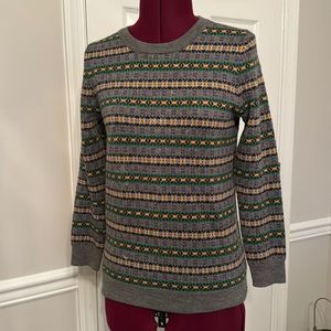 J.Crew Tippi Sweater Small Fair Isle Gray Green Sweater 3/4
